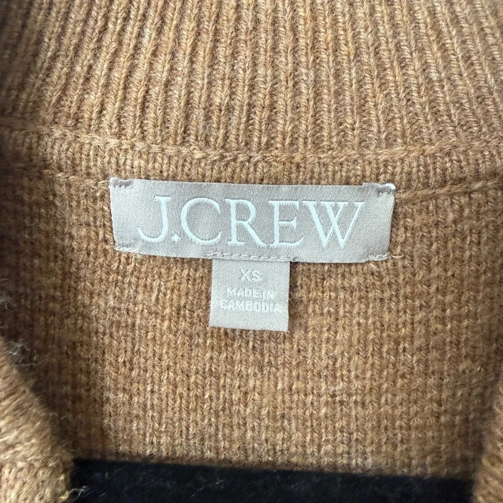 J CREW Full-zip flight sweater-jacket lambs wool blend XS oversized